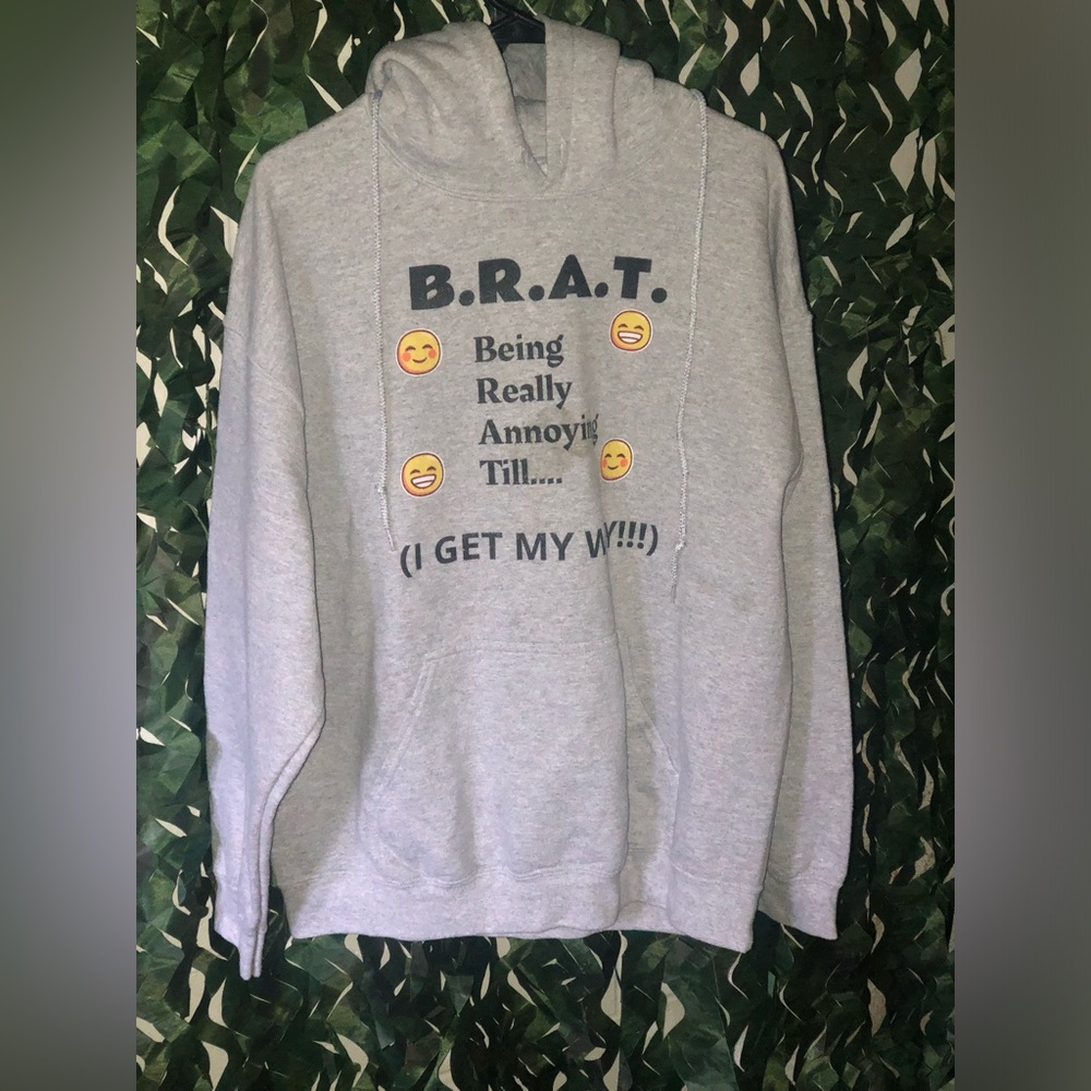 Gray Graphic Drawstring Hoodie